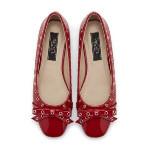 RACHEL Rachel Roy Patent Eyelet Bow Ballet Flats – Red