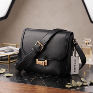 Steve Madden Structured Flap Crossbody Bag – Black